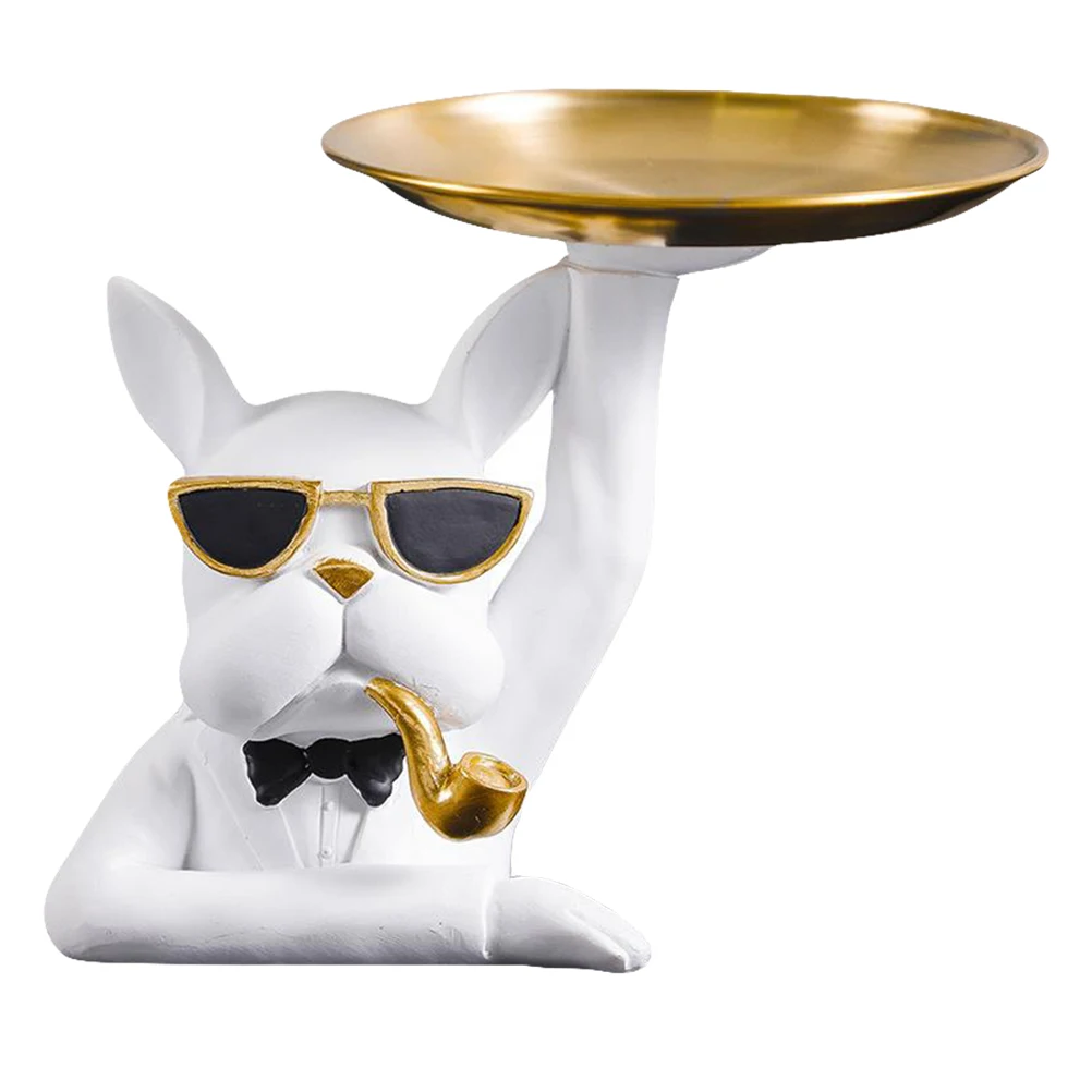 

Bulldog Tray Decor Decorative Animal Shaped Serving Room Trays for Home Household Themed Kitchen Items