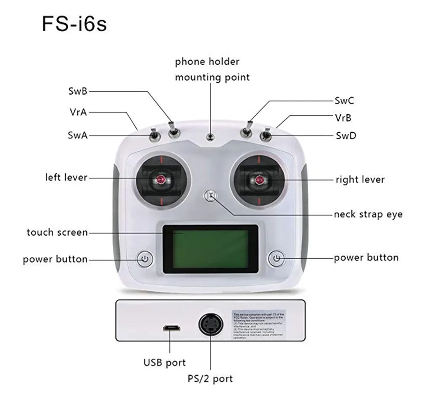 Flysky FS-I6S 10ch 2.4G AFHDS 2A RC Transmitter Control w/ FS-iA6B Receiver For RC Drone Quadcopter