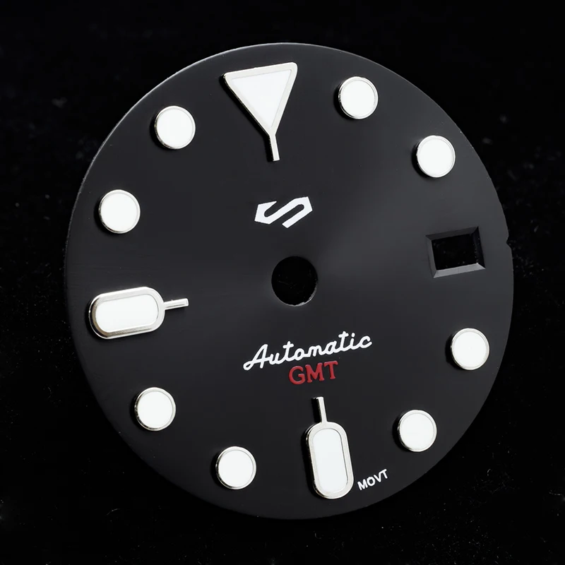 Циферблат часов 28,5 мм со стрелками GMT Sunray, светящаяся подставка NH35 NH34, циферблаты, автоматический механизм