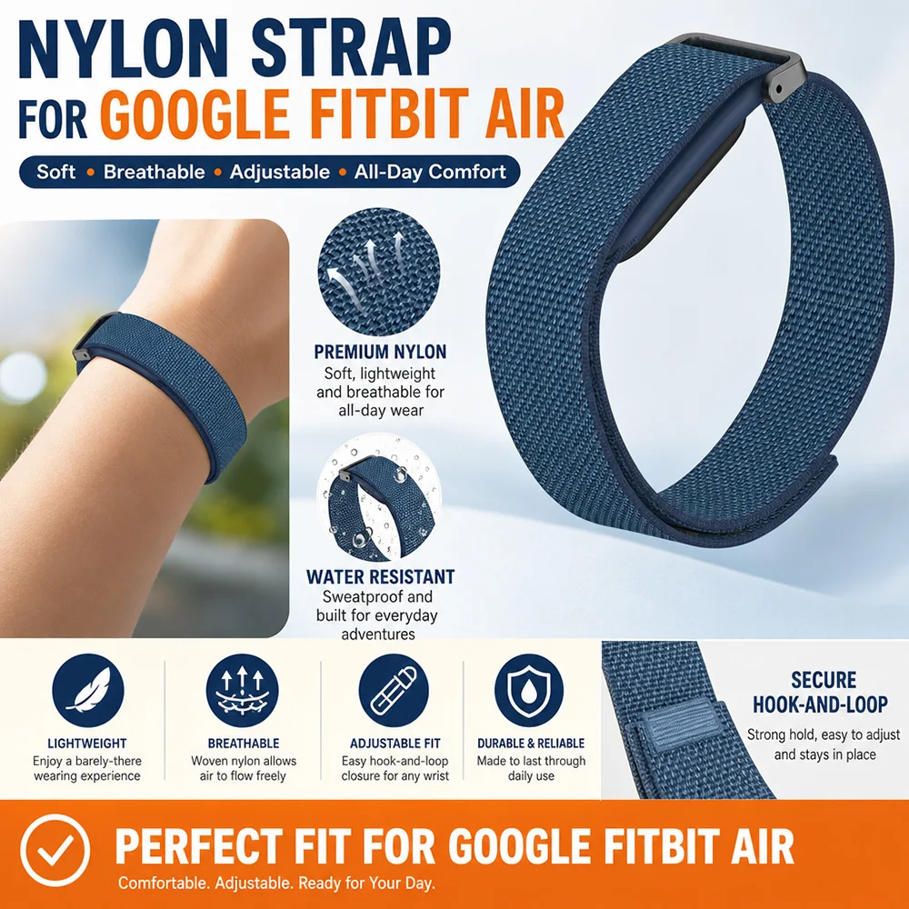 Soft Woven Nylon Wristband for Google Fitbit Air Durable Camping Travel Daily Commute Replacement Strap Use for Google FitbitAir