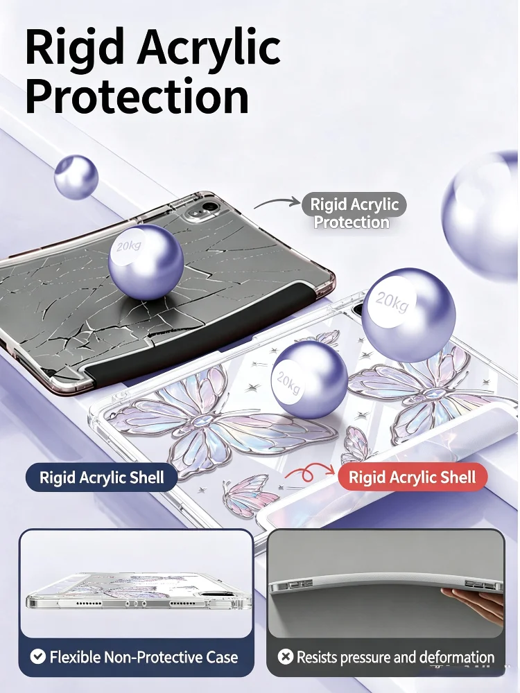 Magnetic Case For Apple Ipad12 Pro Air/mini Full Series Size With Pen Slot Tempered Glass Screen Protector Acrylic Holder Case