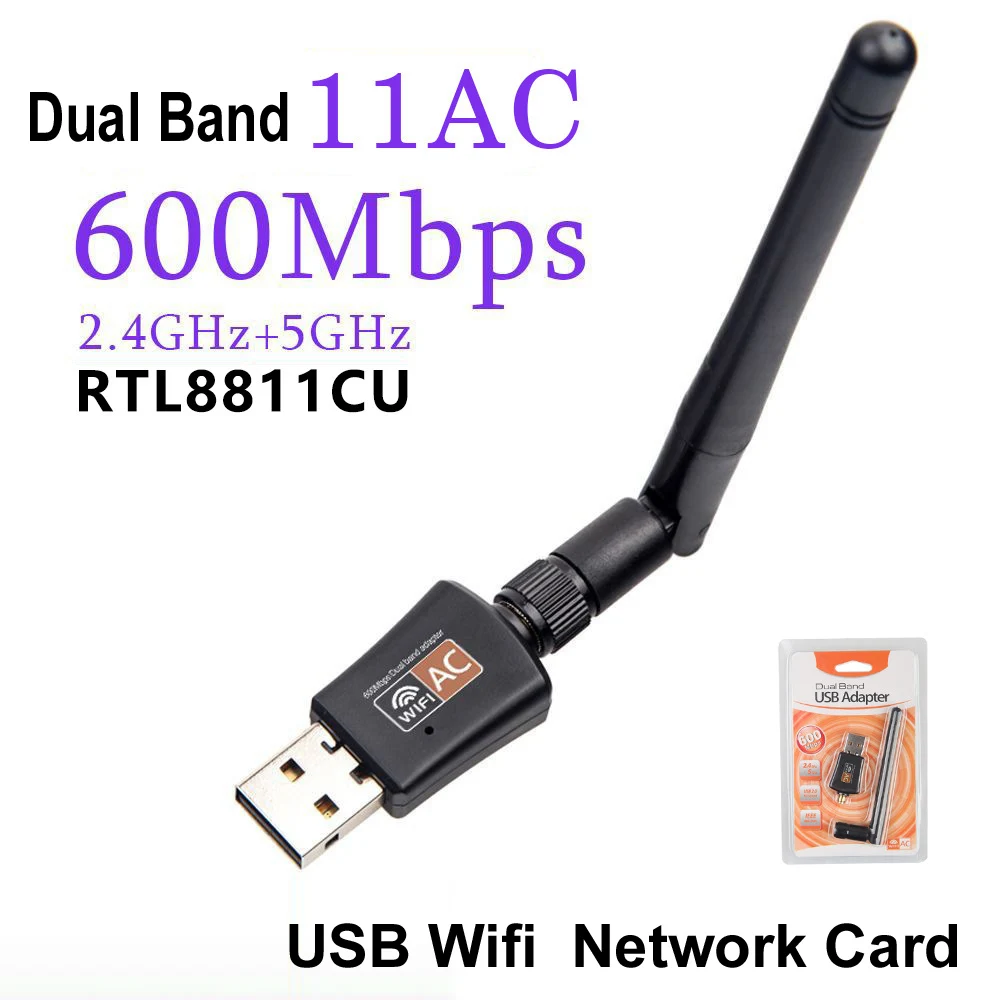 

USB Wireless Network Card wtih Dual Band 11AC 600M 2.4G/150Mpbs 5Ghz/433Mpbs,USB wifi Adapter/ Antenna for PC Laptop Notebook