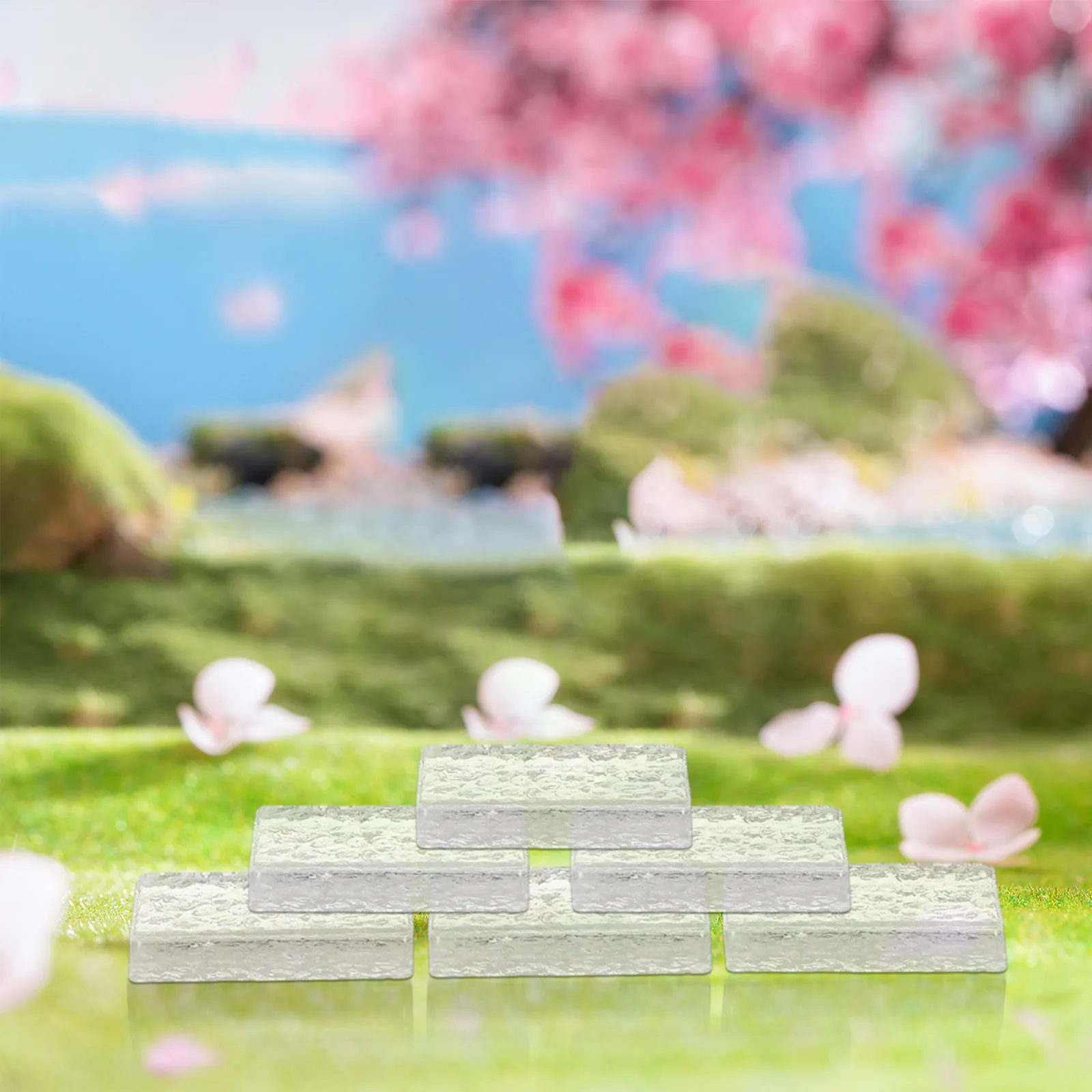 20Pcs Clear Glass Bricks Miniature Accessories Rectangle Shape Crystal Brick for DIY Miniature Architecture Building Supplies