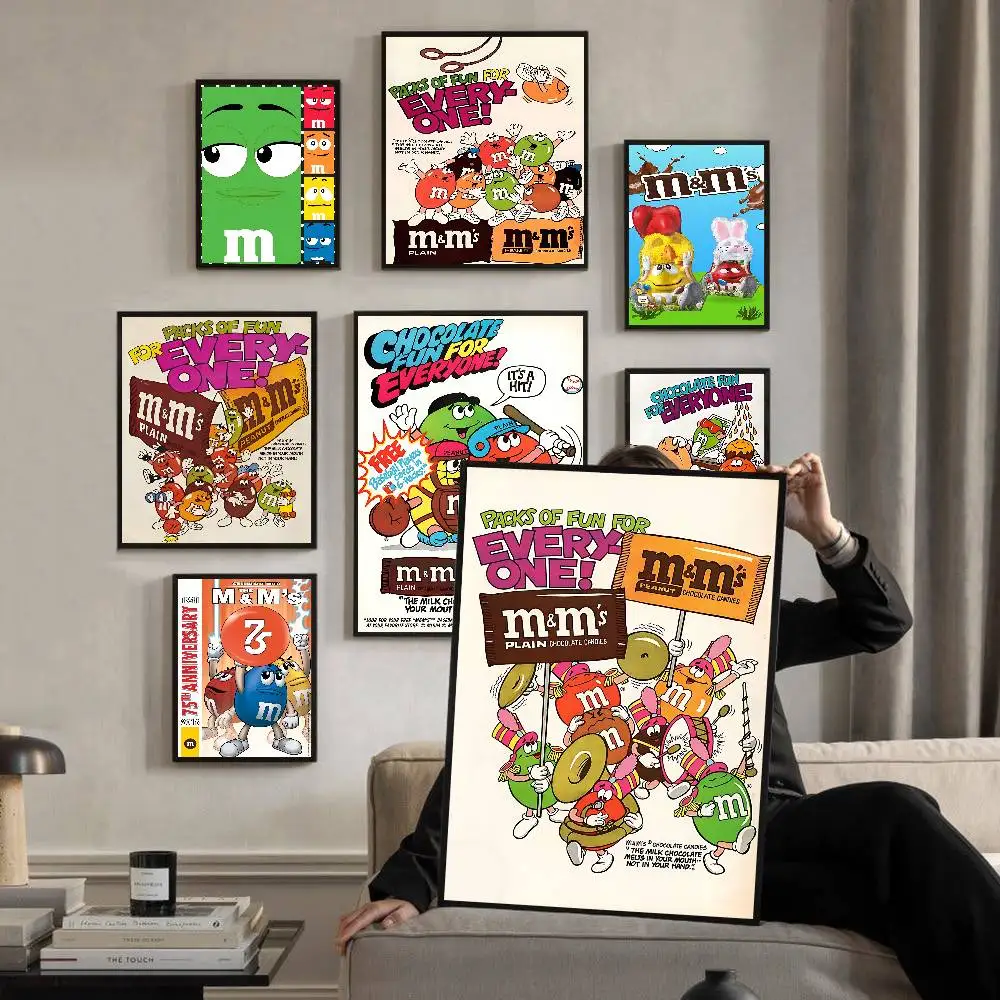 Póster adhesivo DIY Candy M-MS C-Chocolate M & M'S, pegatina de pared elegante para decoración de sala de estar y Bar