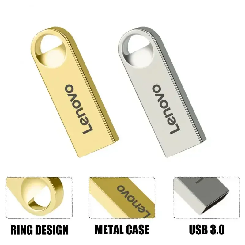 Lenovo-Mini clé USB en métal haute vitesse, clé USB portable, clé USB étanche, stockage de mémoire, disque U, 3.0, 1 To, 2 To