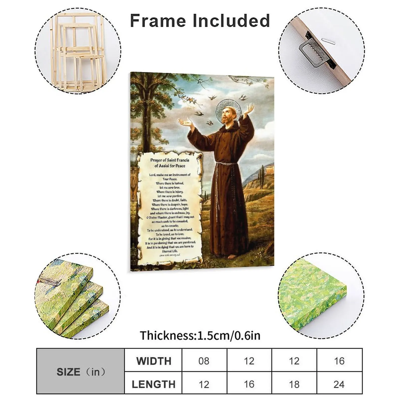 St Francis Of Assisi Preaching To The Animals Canvas Painting Painting Cinema Bar Customize Pub Framed Wall Paintings
