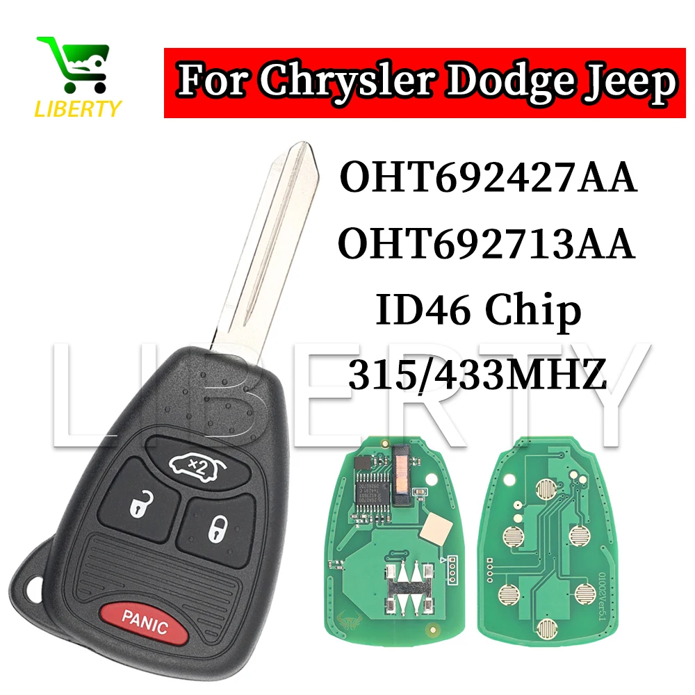 

Ly 315/433MHZ 46Chip Car Remote Key OHT692427AA/OHT692713AA 56040649 05175789AA For Chrysler Jeep Wrangler Grand Cherokee Dodge