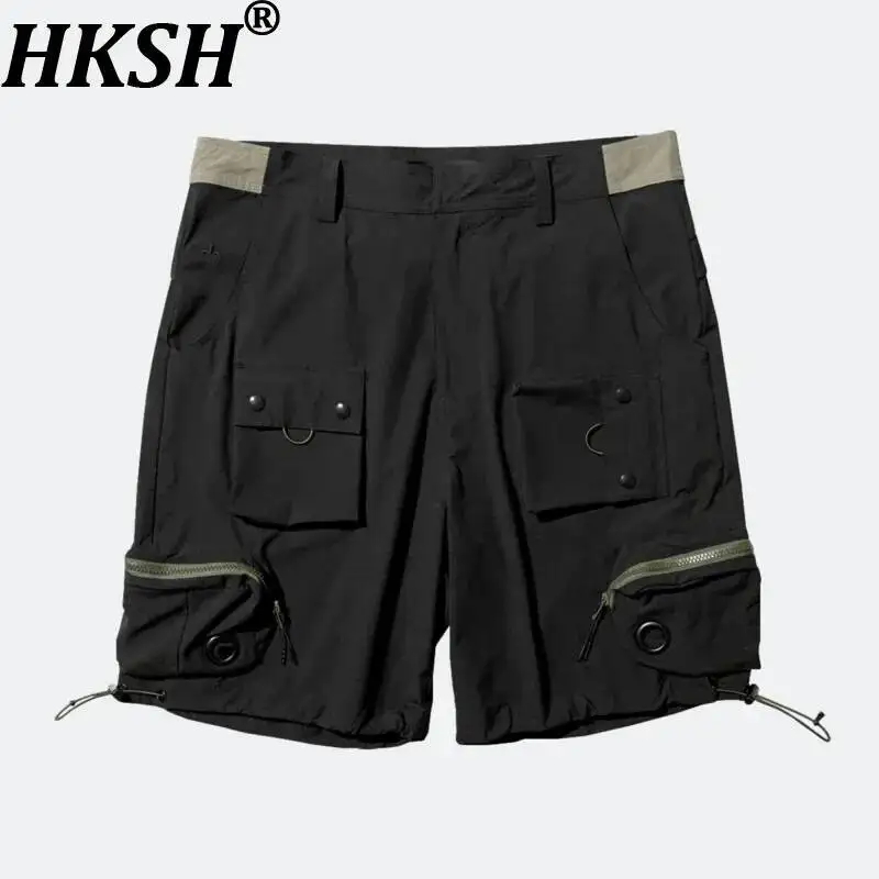 HKSH Spring Summer Men's Tide Safari Style Punk Light Breathable Shorts Pocket Functional Slim Casual Pants Cuffs Capris HK25738