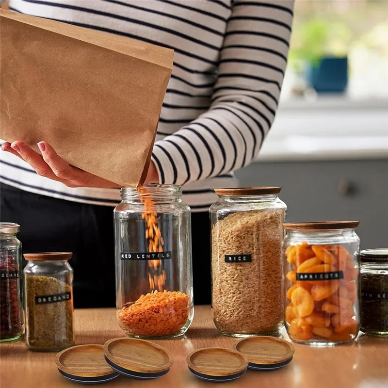 Деревянные крышки TKOH-Mason Jar — прочные многоразовые крышки для хранения банок для консервирования с обычным и широким горлышком
