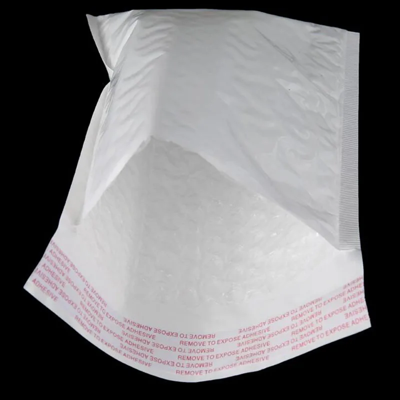 Bolsas tipo sobre de espuma blanca para correo, paquetes de envío acolchados y autosellados con bolsa de burbujas, lote de 50 unidades