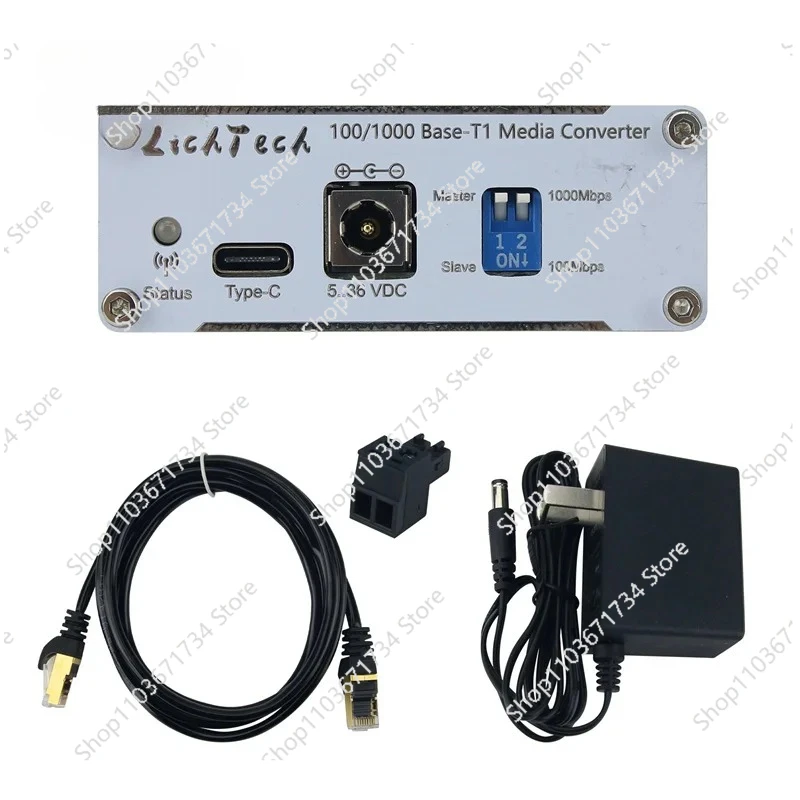 

LichTech 100Base-T1/100/1000 Base-T1 Media Converter 100Mbps Automotive Ethernet Converter w/ Status Indicator Light