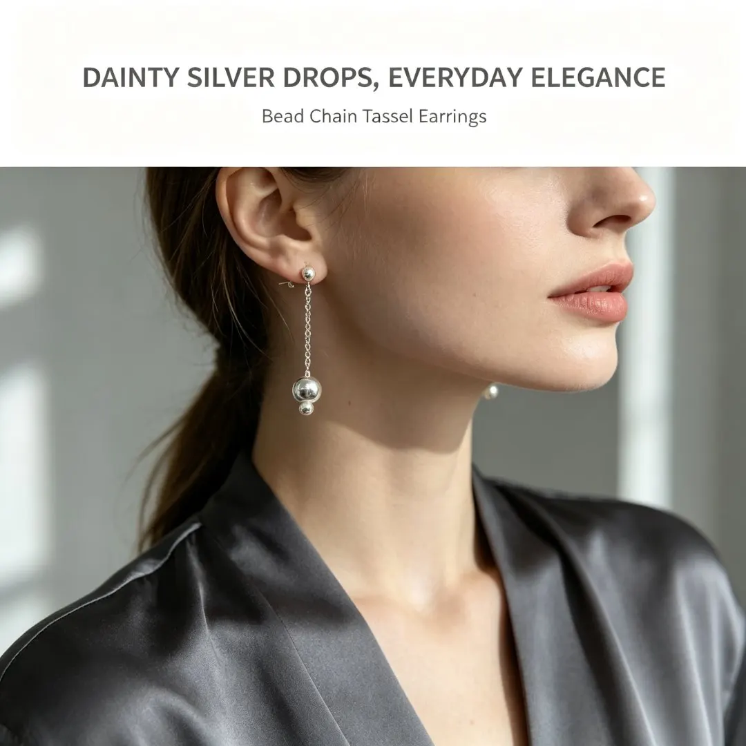 2026 Spain Hot Selling Ins Style Silver Geometric Tassel Earrings Jewelry Accessories Charm Gifts