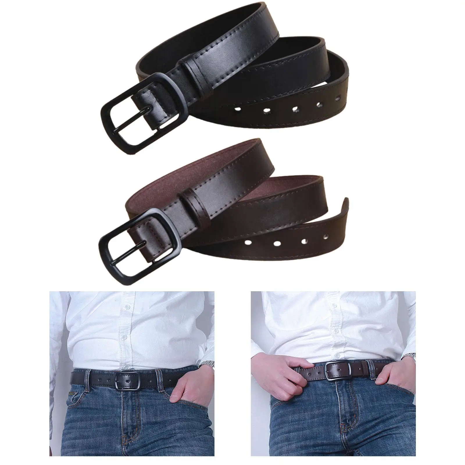 Men Dress Belt Metal Pin Buckle Waistband for Work Jeans Accessories Travel