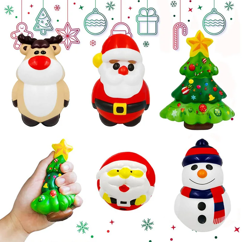 

Christmas Squeeze Stress Ball Relief Toys for Kids Santa Claus Snowman Squishy Sensory Toy Party Favors Stocking Stuffers Gifts