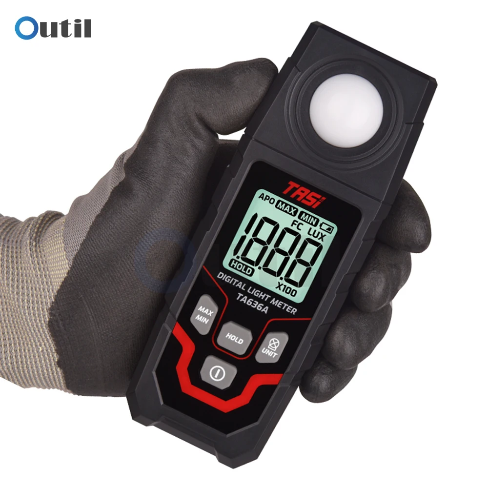 TA636A Digital Light Meter Illuminance Lux Meter 0.1~20000LUX/0.01~20000FC Measurement Range Integrated illuminometer Tester