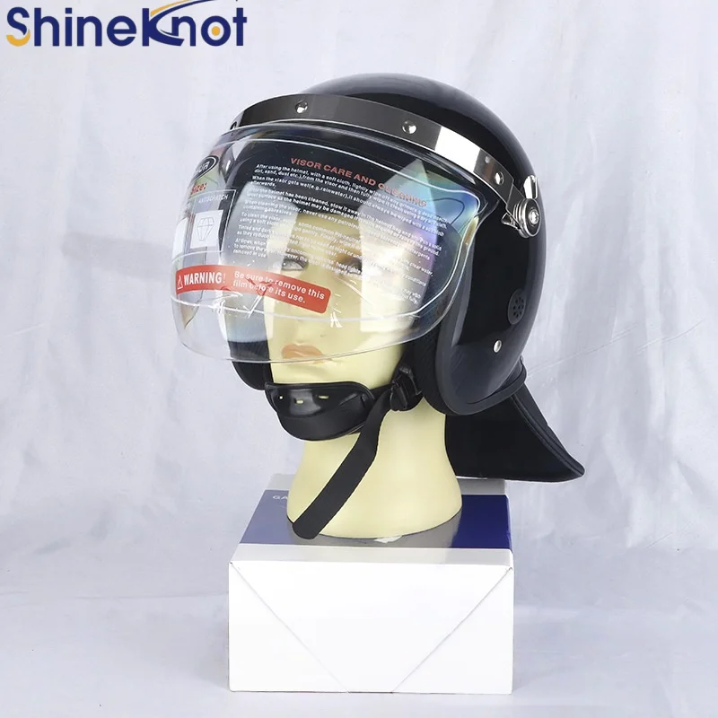 SHINEKNOT Black Duty Helmet Riot Helmet Steel Helmet Thickened Strap Tempered Glass Face Mask Riot Helmet