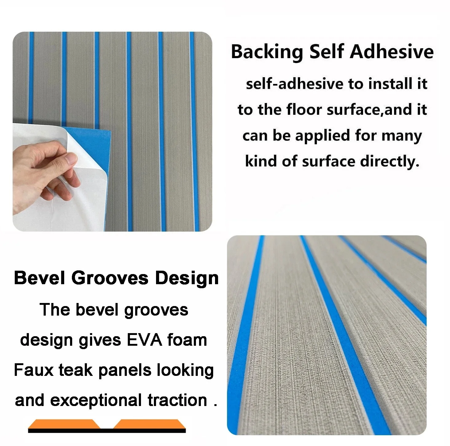 SSTL Non-Slip Boat Flooring Mat EVA Foam Faux Teak Decking Sheet for Yacht Jon Boat