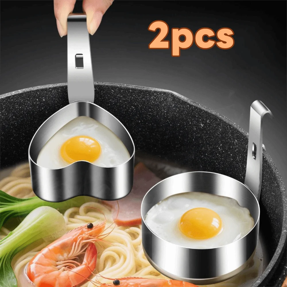

2pcs Cookware Stainless Steel Egg Poacher with Hook Durable Boiled Egg Mold Nonstick Poached Egg Mold Noodle