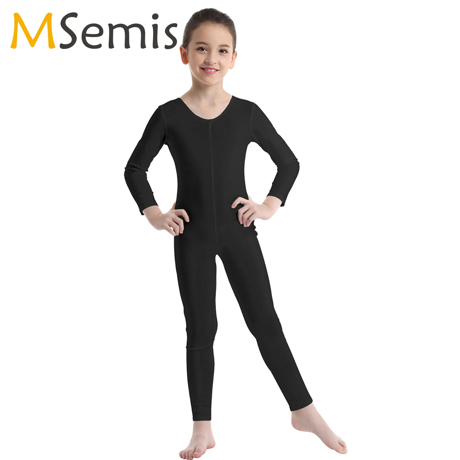 Kids Teens Ballet Dance Unitard Girls Long Sleeve Gymnastics Leotard Jumpsuits Children Dancing Class Training Dancewear Unitard