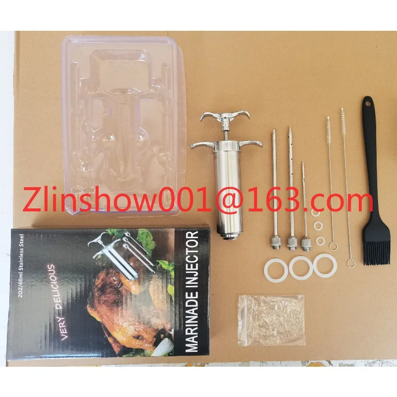 New Flame Stainless Steel Seasoning Injector, Turkey Needle 2OZ 60ml BBQ Tool