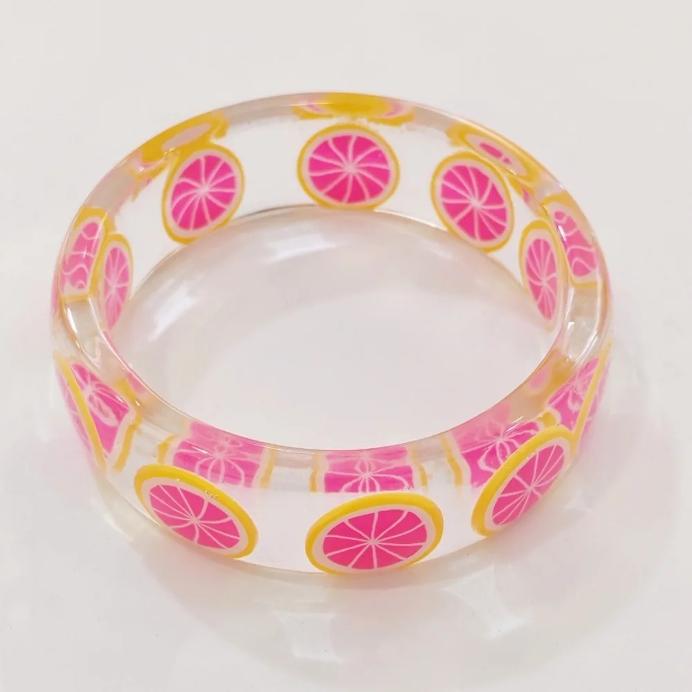 

Transparent Cartoon Fruit Acrylic Bangle Exaggerated Hand Ring Circular Geometric Bracelet Jewelry Creative Wide Bracelet Party