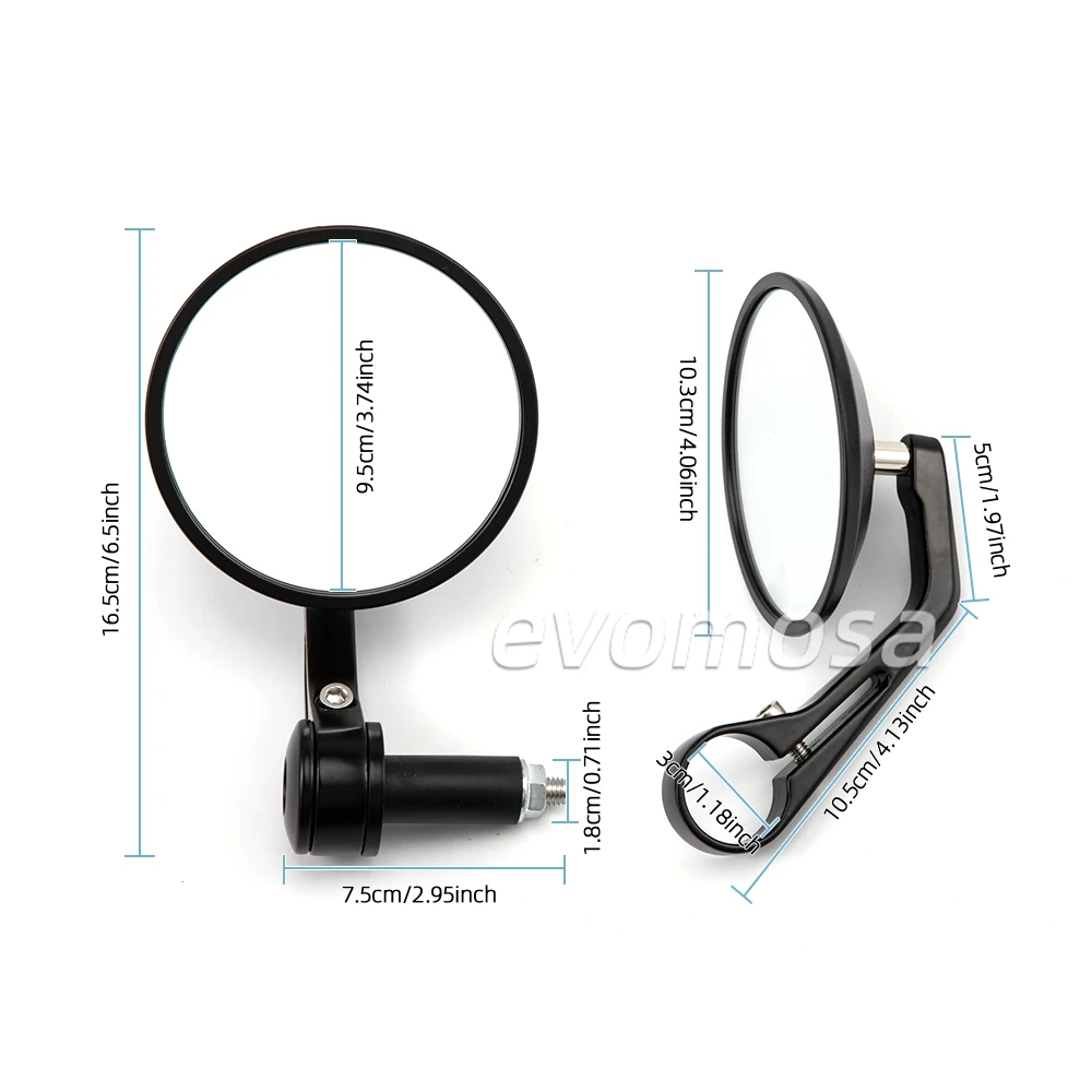 Motorcycle Side Mirrors 22mm Bar End Rearview Mirror Handlebar Mirrors Universal For KAWASAKI ZX10R ZX4R Z900 For Yamaha MT09