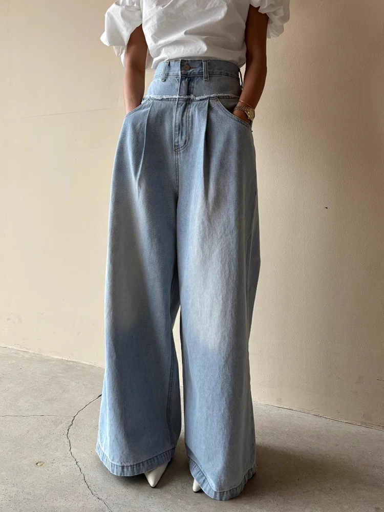 

High Wiast Wide Leg Jeans Women Baggy Boyfriend Jeans Classic Full Length Denim Pants Streetwear