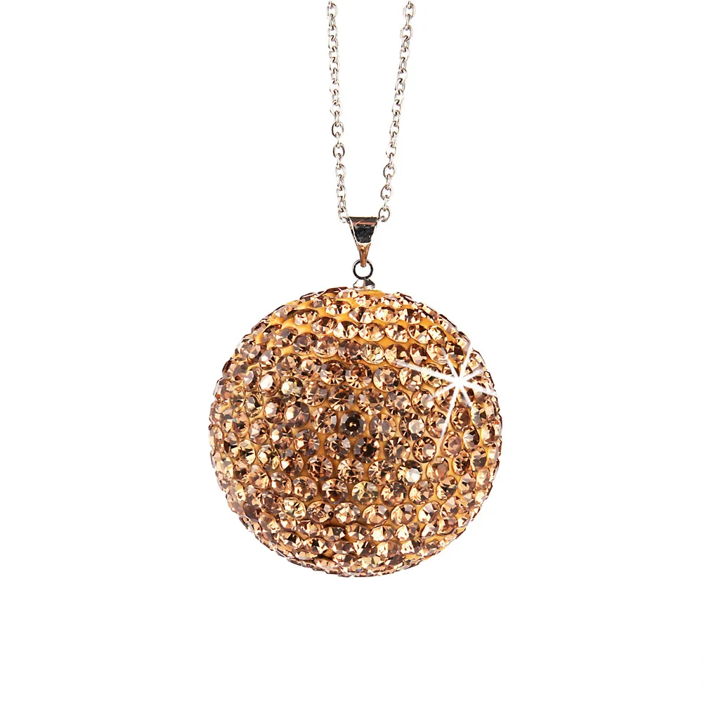 

Car Rearview Mirror Hanging Pendant Exquisite Ball Shaped Rhinestone Creative Car Interior Decoration Yellow Auto Accessories
