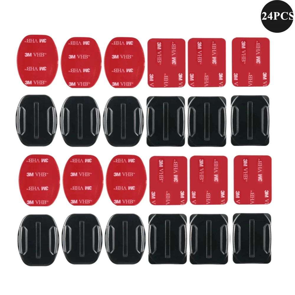 24Pcs Flat Curved Adhesive Sticker Mount for Gopro Hero 10 Black 9 8 7 5 Xiaomi Yi 4K Mijia Sjcam Action Camera Accessories