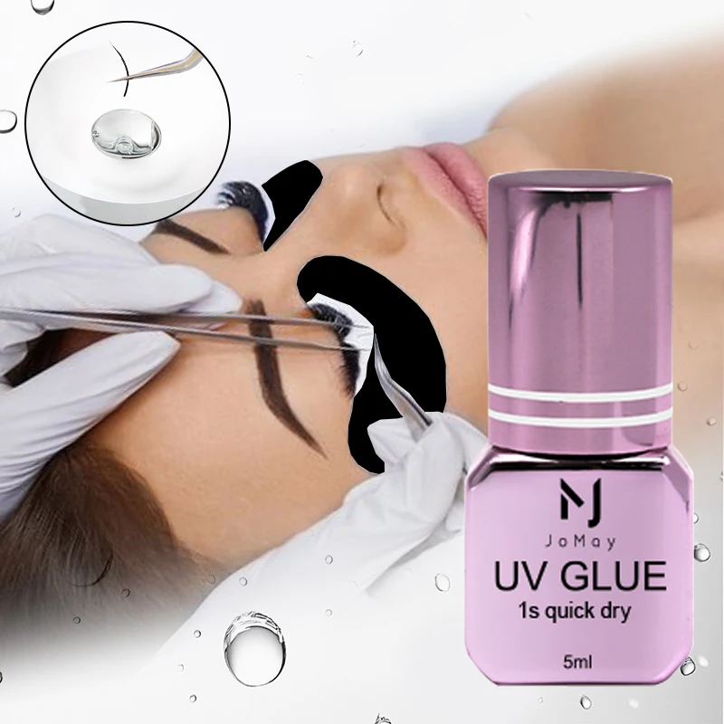 Cola uv para cílios postiços, à prova d'água, ferramentas cosméticas, adesivo roxo, lâmpada de cola uv, ferramentas de maquiagem, almofadas uv