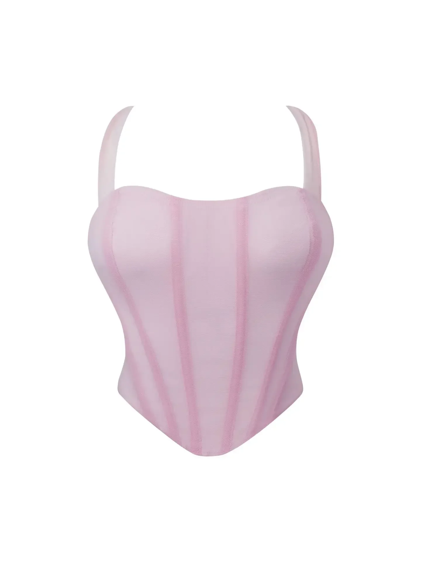 مشد شبكي صيفي قابل للتنفس لعام 2025 بوستير مثير هالتر فوق الصدر قطع علوية نسائية عصرية ضيقة #4