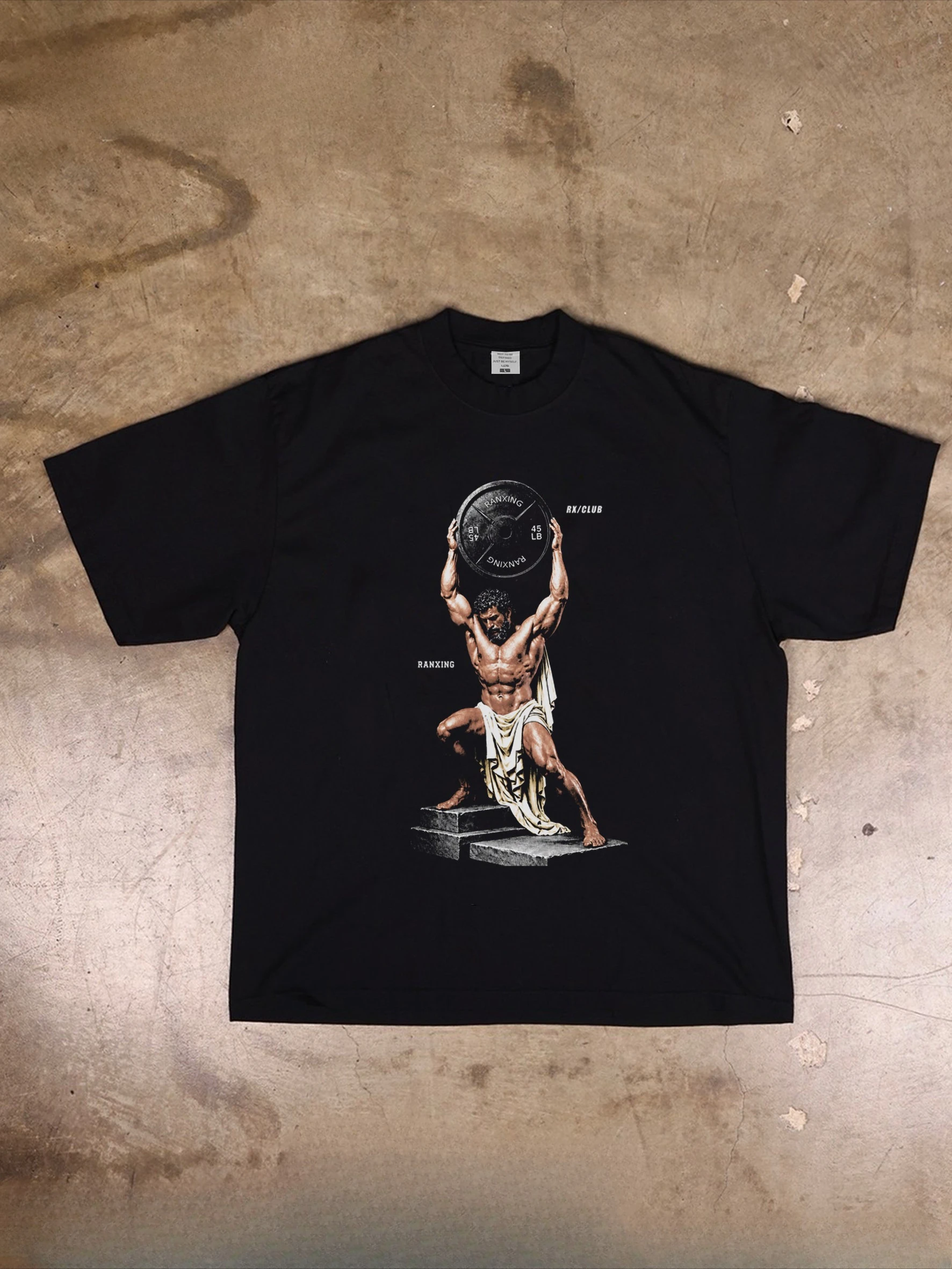 Vintage Hercules Lift Barbell Print T-shirt Men Gym Workout Bodybuilding Loose Fit Cotton Casual Fitness Training Tops