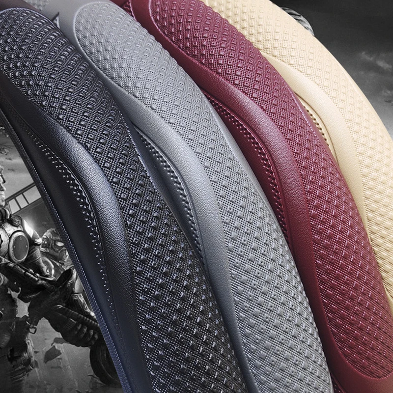 

Imitation Leather Car Steering Wheel Cover Non-slip Breathable Universal 38cm Embossed Auto Steering Cover Protector Car Styling