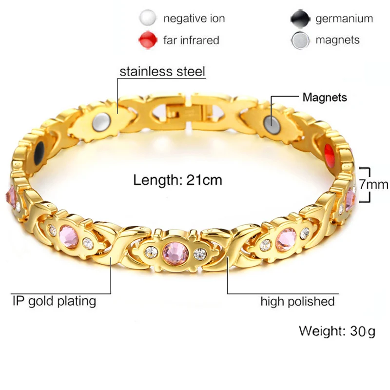 Stainless Steel Magnetic Bracelet 4 In 1 Germanium Healing Power Energy for Women Adjustable Chain Link Bracelets Dropshipping