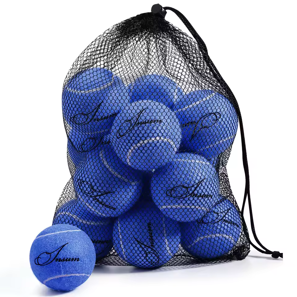 INSUM Pet Dog Tennis Ball 12pcs/Mesh Bag for Easy Carry Multiple Color Options Advanced Training for Beginner Practice Dog Toy
