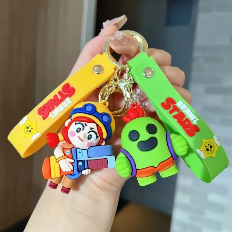 Llavero colgante de personaje de juego de dibujos animados de Brawl Stars para mujeres y hombres, accesorios de decoración de mochila de dibujos animados, regalo para niños