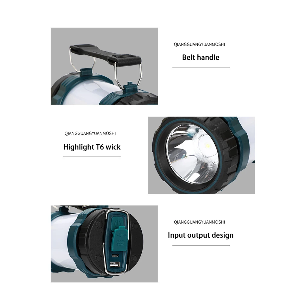 2 sztuki światła kempingowego LED przenośne wielofunkcyjne latarki akumulatorowe 6 trybów oświetlenia silne światło wodoodporna lampa IPX4
