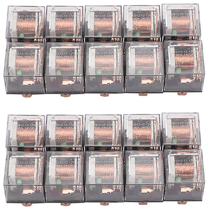 20Pcs Waterproof Automotive Relay 12V 80A 5Pin Car Control Device Car Relays High Capacity Switching Car Accessories