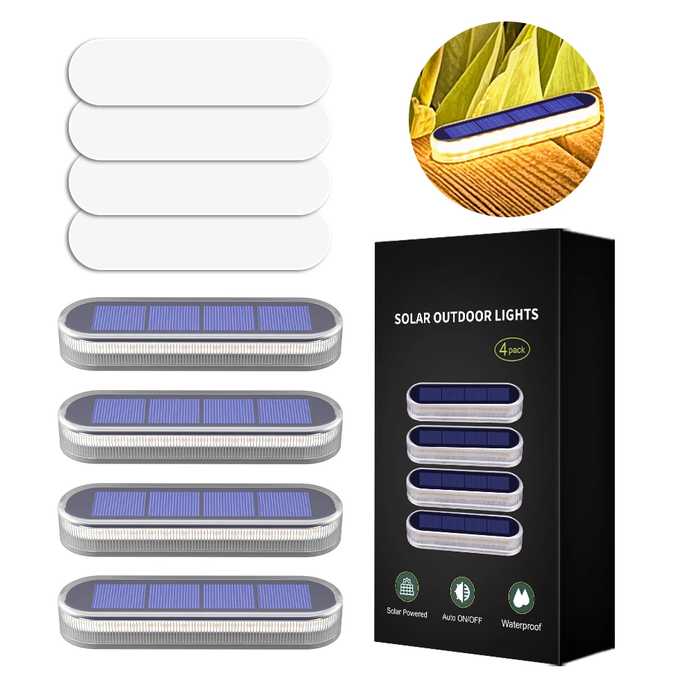 Kwaliteit Solar Step Lights Waterdicht IP68 Warm Wit LED-padverlichting Lichtbalk op zonne-energie voor trappen Oprit Loopbrug Dock