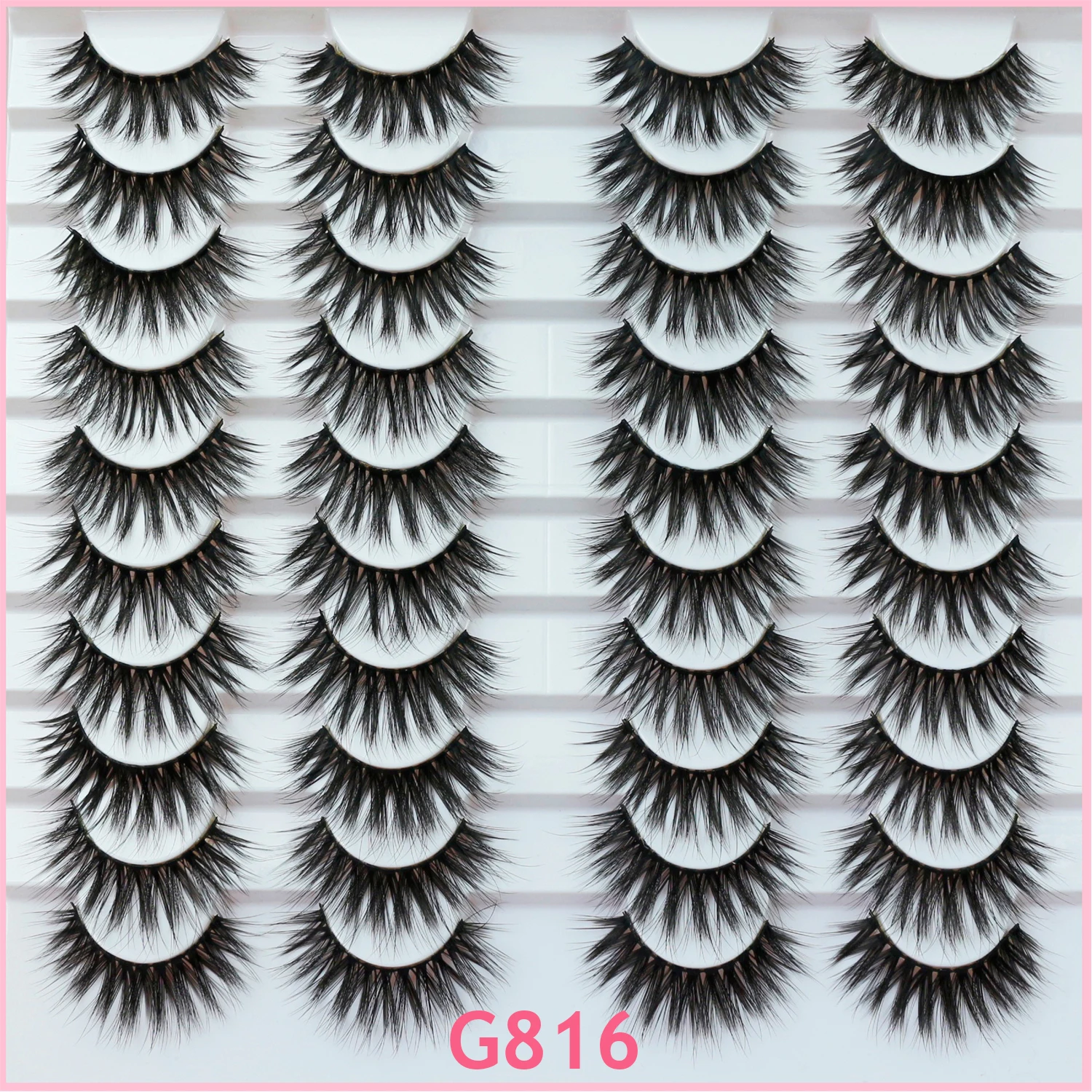 Abestyou 11-18mm 20pairs Natural Fake EyeLashes Book Individual Wispy Thick Faux Mink Cat Eye Lashes Makeup Tools Wholesale