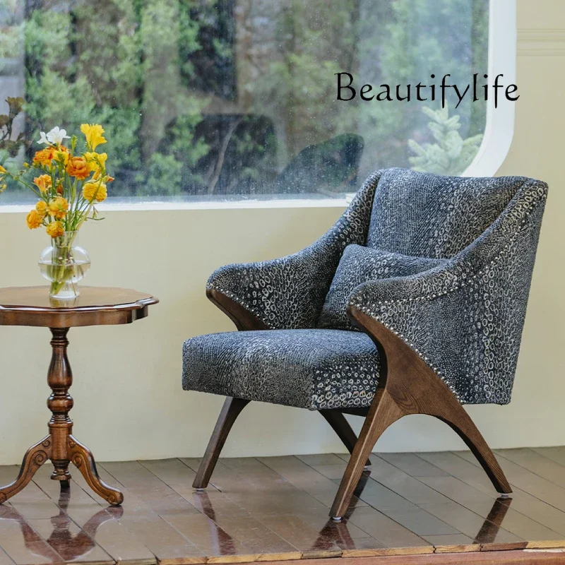 

VN Modern simple household medieval leisure chair leopard print haute couture modern light luxury living room study sofa