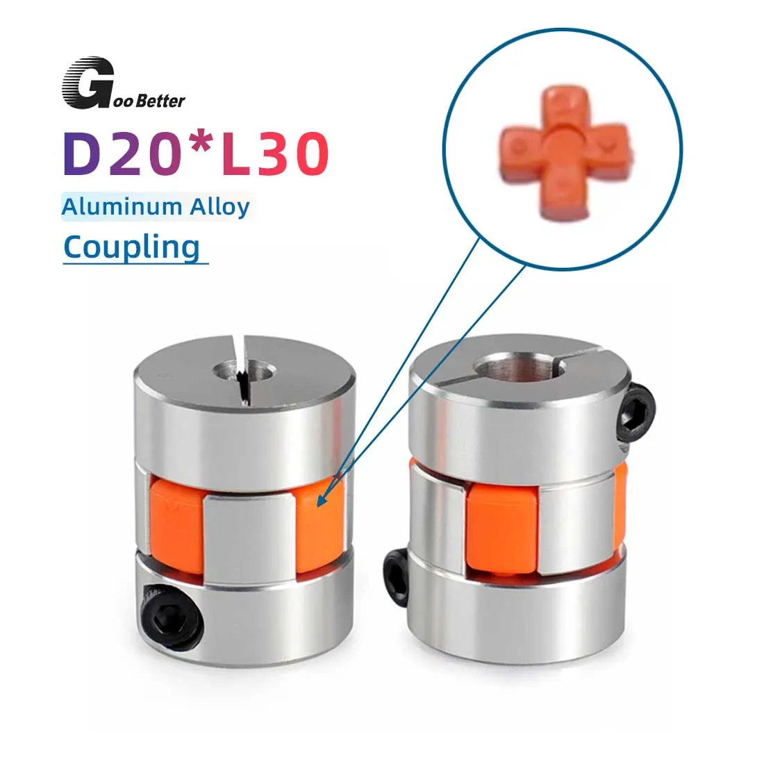 

D20*L30 CNC Shaft Coupler Flexible Plum Spider Jaw Coupling Stepper Motor 4~10mm Elastic Coupling