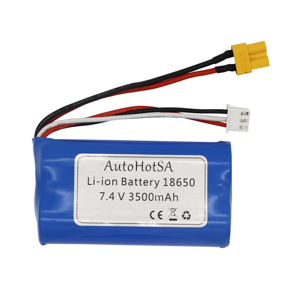 Akumulator litowo-jonowy do Huina 580 550 583 582 1580 1583/Henglong RC Cars Części zamienne do dronów 18650 7.4V 3500mah XT30 Wtyczka zabawki Akumulator