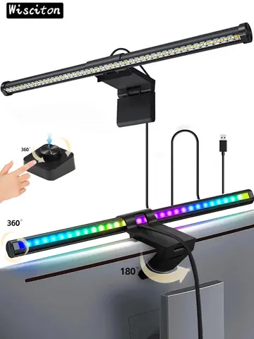 LED Monitor Light Bar Computer Screen Hanging Lights RGB  Atmosphere Table Lamp For Work Study Read Gaming Dimming Lighting 44cm