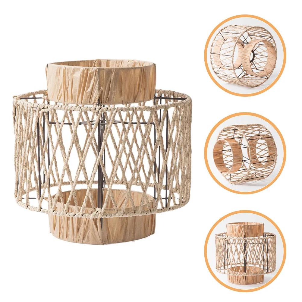 Paper Rope Lampshade Handwoven Woven Lamp Shade for Pendant Ceiling Lights Hanging Lampshade Farmhouse Bohemian Vintage Decor