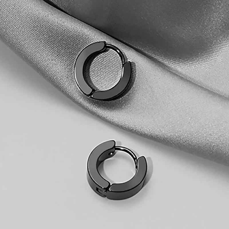 Black Punk Stainless Steel Hoop Earrings