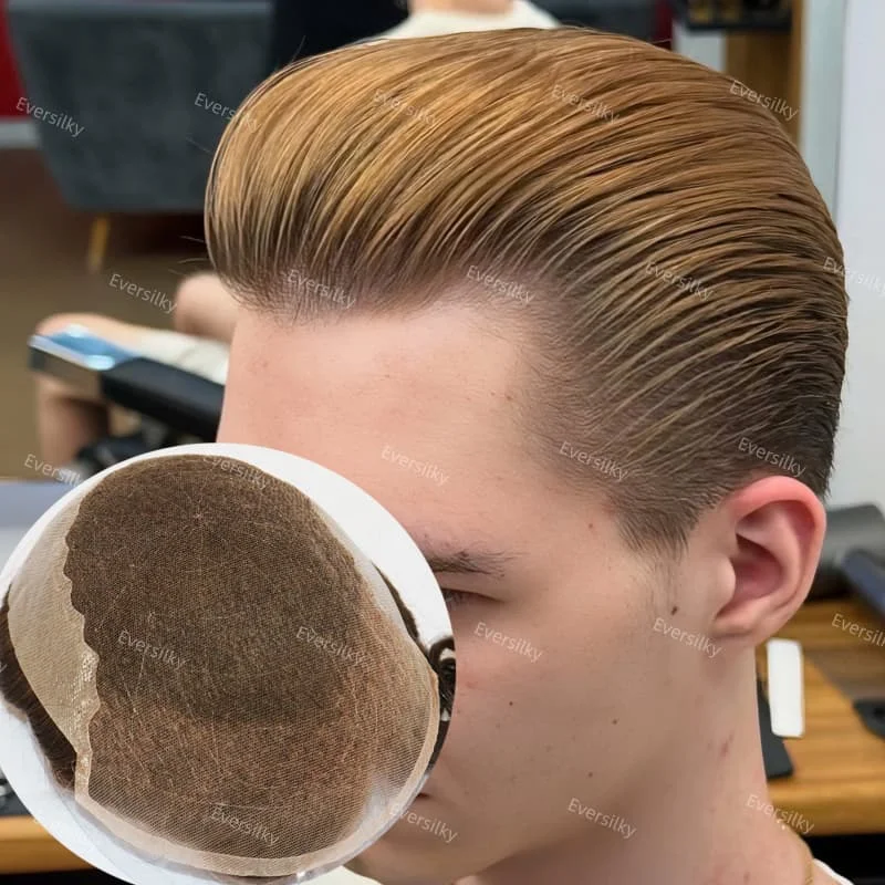 

Дышащая швейцарская кружевная и шелковая основа из искусственной кожи, кружевная передняя часть Q6, мужской парик, 100% капиллярный протез из натуральных человеческих волос # 1 # 6 # 22R черно-коричневый блондин