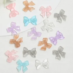 50pcs Jelly Ribbon Nail Art Charm 3D Kawaii Fudge Transparent Candy Color Bows Ribbon Nail Decoration DIY Nail Ribbon Parts