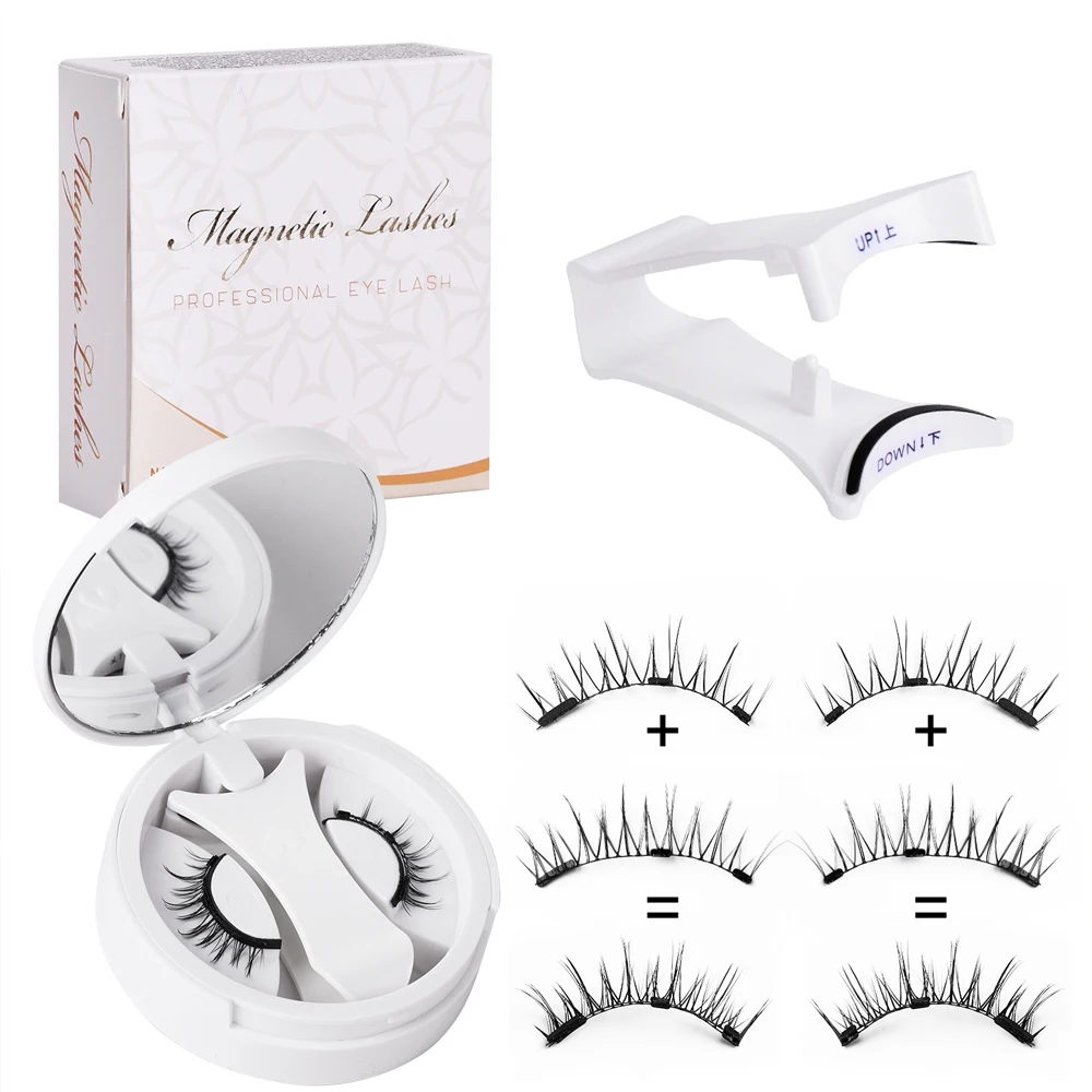 مجموعة رموش مغناطيسية مع رموش سميكة مدمجة لتجعيد الرموش على الطراز الأوروبي والأمريكي، مجموعة رموش مغناطيسية قابلة لإعادة الاستخدام #4