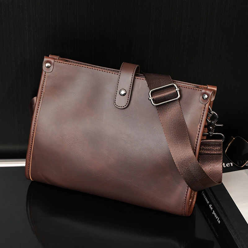 Retro Leather Men\'s Bag Vintage Shoulder Bag  Men\'s Postman Satchels Crossbody Bag Briefcase Simple Luxury Brand Designer Bolsas